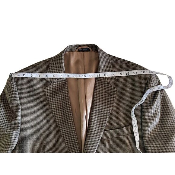 RALPH Lauren Silk Wool Blend Men's Sports‎ Jacket Blazer Brown Herringbone 44R - Picture 12 of 13